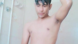 Indian boy bathing  hairy