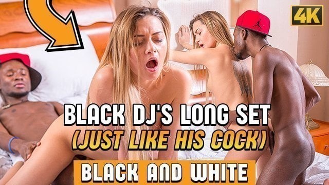 BLACK4K. After club party, DJ and blonde have black on white